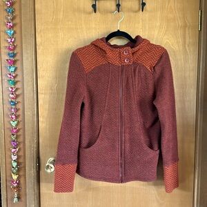 Prana zip-up hooded sweater, size M